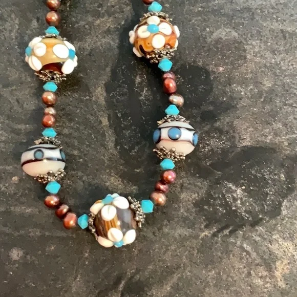 Glass Bead floral necklace(3itemsfor$15) - Picture 2 of 7